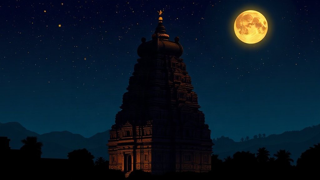 ஆலய கோபுரம் இரவு வானில்